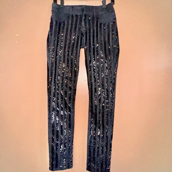 Victoria's Secret Siren Women's Black Sequin Skinny Jeans Size 4 - Picture 8 of 11